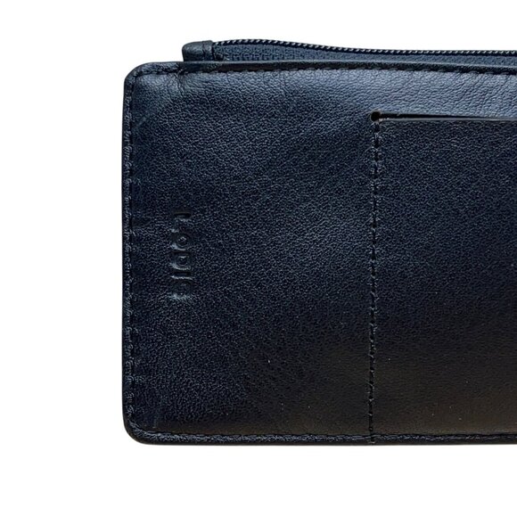 Lodis RFID-Blocking Black Leather Slim Wallet With Card Slots & Zip Closure Sz M - Picture 6 of 8